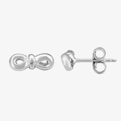 Petite Diamonds Silver Infinity Bow Stud Earrings
