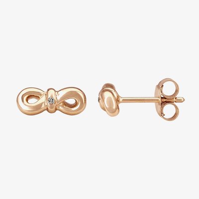 Petite Diamonds Rose Infinity Bow Stud Earrings
