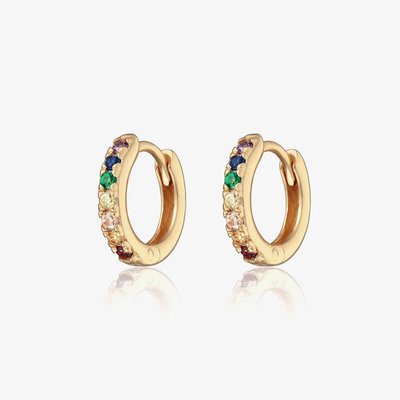 Scream Pretty 18ct Gold Plated Rainbow Cubic Zirconia Huggie Hoop Earrings
