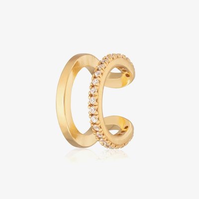 Scream Pretty 18ct Gold Plated Cubic Zirconia Double Small Single Ear Cuff Earrings