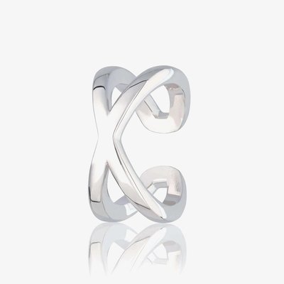 Scream Pretty Silver Rhodium Plated Cross Over Single Ear Cuff Earrings