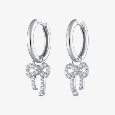Scream Pretty Silver Rhodium Plated Cubic Zirconia Bow Hoop Earrings SPS-194-276a