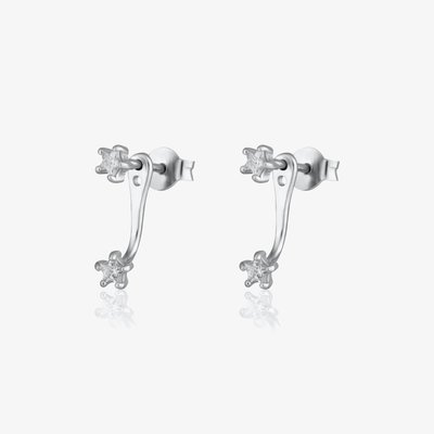 Scream Pretty Silver Rhodium Plated Cubic Zirconia Star Ear Jacket Earrings