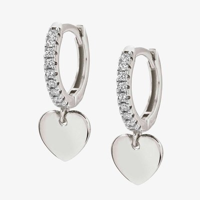 CHIC&CHARM Heart Crystal Huggie Hoops