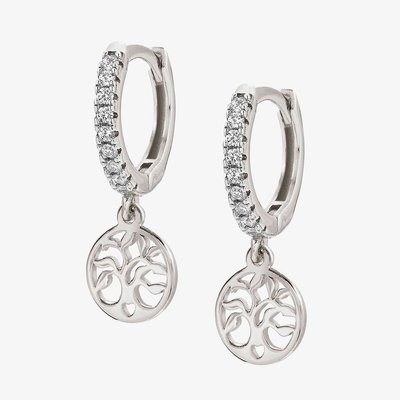 CHIC&CHARM Tree of Life Crystal Huggie Hoops
