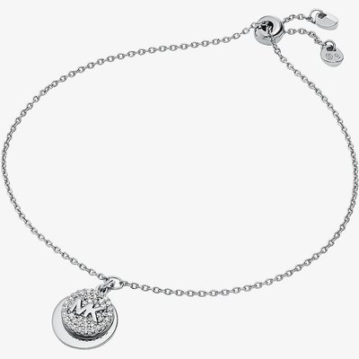 Michael Kors Premium Silver Double Circle Logo Toggle Bracelet