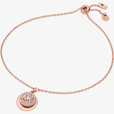 Michael Kors Premium Rose Gold Plated Double Circle Logo Toggle Bracelet