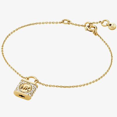 Michael Kors 14ct Gold Plated Cubic Zirconia Logo Padlock Bracelet