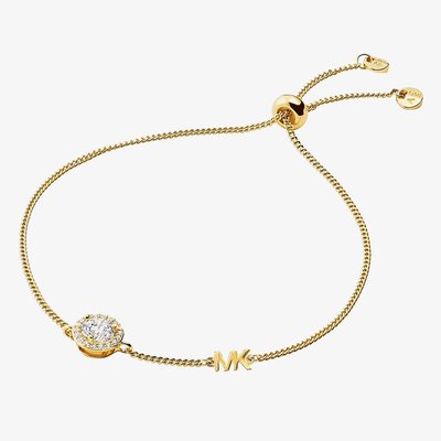 Michael Kors Gold Plated Round Crystal Toggle Bracelet