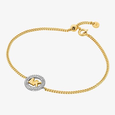 Michael Kors Gold Tone Cubic Zirconia Logo Bracelet