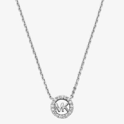 Michael Kors Silver Round MK Cubic Zirconia Necklace