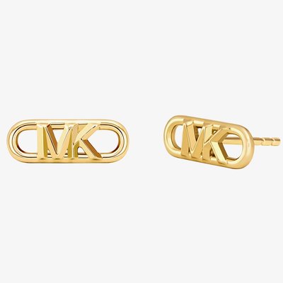 Michael Kors Premium MK Statement Link Gold-Tone Sterling Silver Stud Earrings