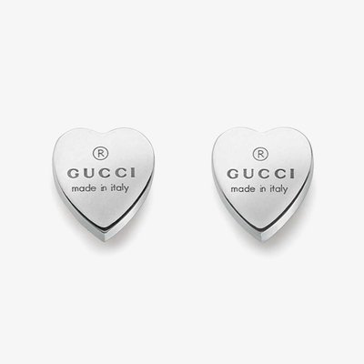 Gucci Trademark Heart Silver Stud Earrings