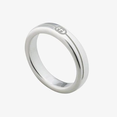 Gucci Silver 4mm Engraved Interlocking Ring