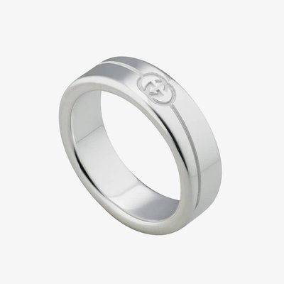 Gucci Silver 6mm Engraved Interlocking Ring