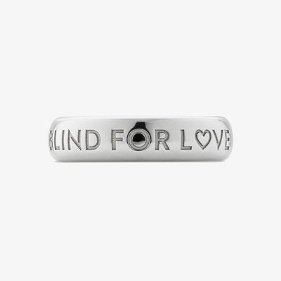 Gucci Sterling Silver Blind For Love 5mm Band Ring YBC843576001016 P