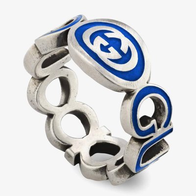 Gucci Interlocking Blue Enamel Ring