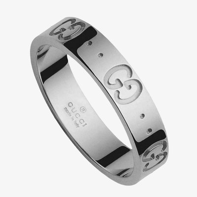 Gucci Icon 18ct White Gold Logo Ring YBC073230002015 O-P