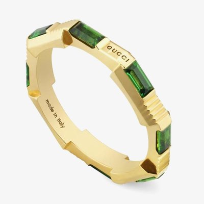 Gucci 18ct Yellow Gold GUCCI Link to Love Green Tourmaline Ring YBC6622560202013 M-N