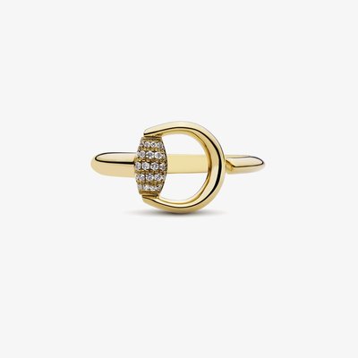 Gucci Horsebit 18ct Yellow Gold & Diamond Open Ring YBC832324002015