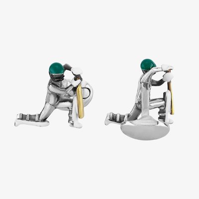 Deakin and Francis Mens Sterling Silver Enamel Cricketer Cufflinks C1664S13