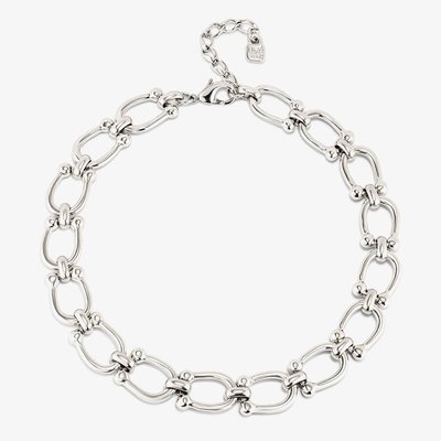 UNOde50 Serotonin Silver Plated Horseshoe Link Chain Necklace