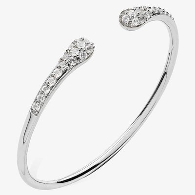 Lucy Quartermaine Silver Skinny Drip White Topaz Twist Bangle