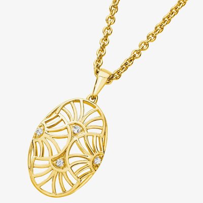 Lucy Quartermaine Gold Vermeil Art Deco Oval Open Work Necklace