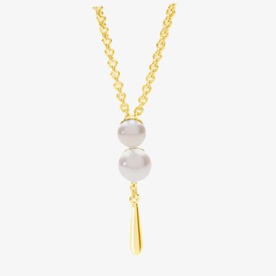 Lucy Quartermaine Gold Vermeil Royal Pearl Drop Pendant Necklace