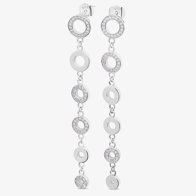 Lucy Quartermaine Silver Art Deco White Topaz Halo Dropper Earrings