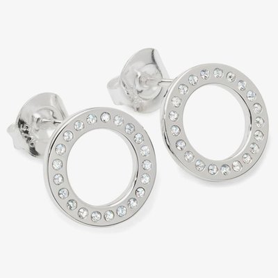 Lucy Quartermaine Silver Art Deco White Topaz Halo Stud Earrings