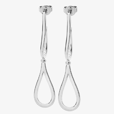 Lucy Quartermaine Silver Double Petal Dropper Earrings