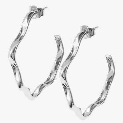 Lucy Quartermaine Silver Splash Wave Hoop Earrings