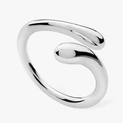Lucy Quartermaine Silver Drop Open Crossover Ring DR5 N