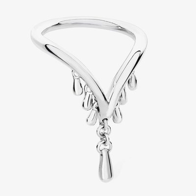 Lucy Quartermaine Silver Waterfall Wishbone Ring WFR2L Q
