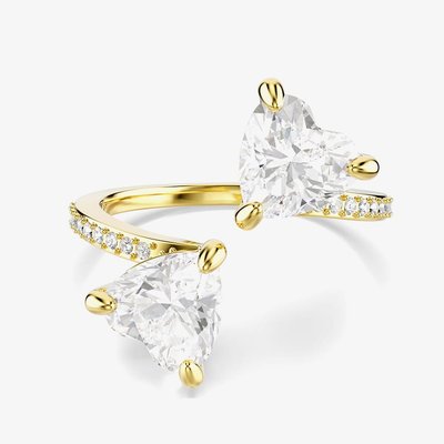 Swarovski Mesmera Gold Tone Plated Double Heart Zirconia Ring