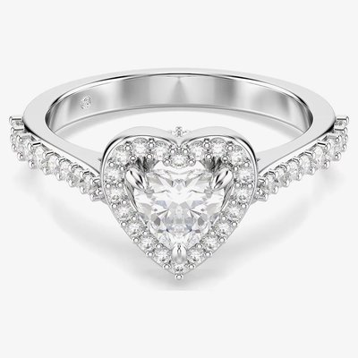 Swarovski Una Angelic Rhodium Plated Heart Crystal Ring