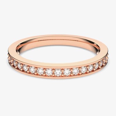 Swarovski Rare Rose Gold Tone White Crystal Channel Half Eternity Ring 55 (N