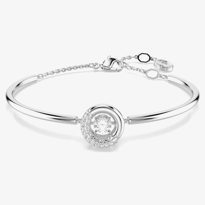 Swarovski Dextera Rhodium Plated Round White Crystal Bangle