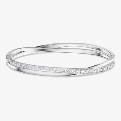 Swarovski Twist Cross Over White Crystal Bangle 5572725 S