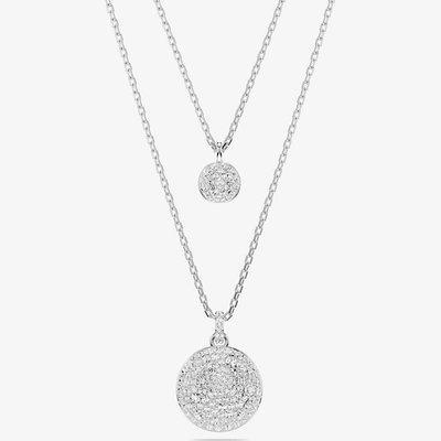 Swarovski Meteora Rhodium Plated Layered Pendant Necklace