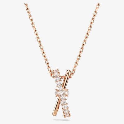 Swarovski Hyperbola Rhodium Plated Mixed Cuts Two Row Necklace