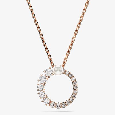 Swarovski Matrix Rose Gold Tone Plated Crystal Pearl Circle Necklace