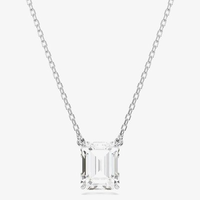 Swarovski Stilla Rhodium Plated White Octagonal Necklace