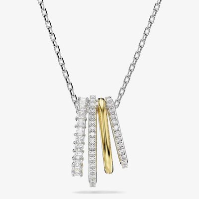 Swarovski Hyperbola Gold & Rhodium Plated Mini Hoop Pendant Necklace