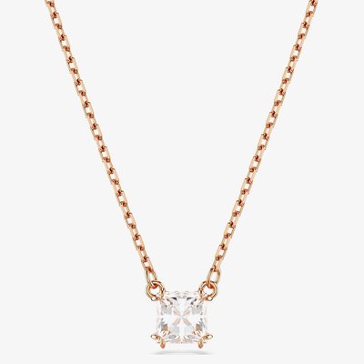 Swarovski Stilla Rose Gold Tone Plated Square Cubic Zirconia Necklace