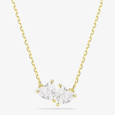 Swarovski Mesmera Gold Tone Plated Double White Zirconia Heart Necklace