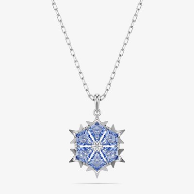 Swarovski Magic Rhodium Plated Blue Zirconia Snowflake Pendant Necklace