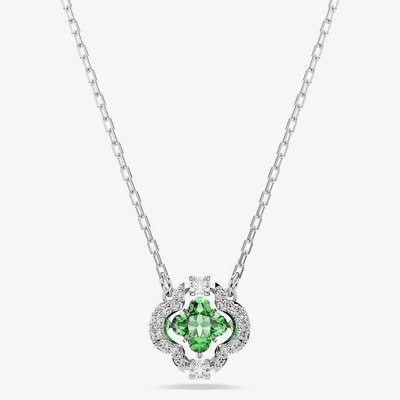 Swarovski Una Angelic Rhodium Plated Green Clover Pendant 5757785