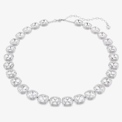 Swarovski Una Angelic Rhodium Plated Cushion Cut Multi Halo Necklace 5751326